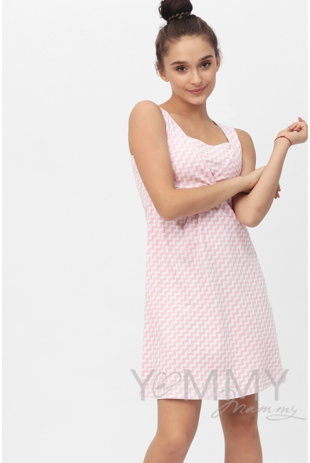 Комплект халат с сорочкой розовый "зиг-заг"