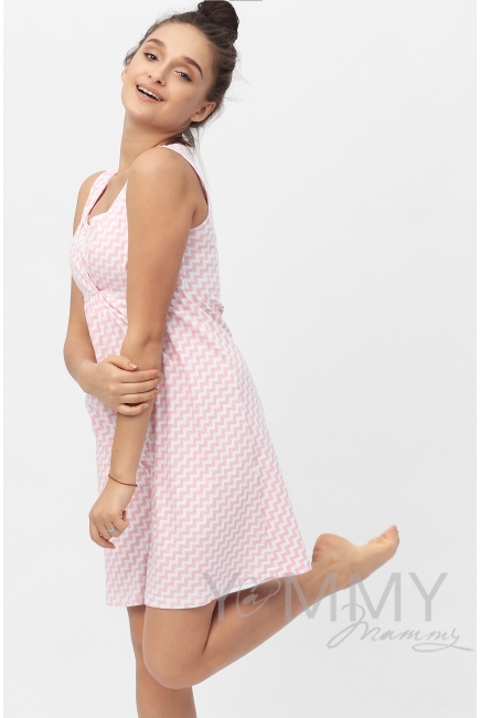 Комплект халат с сорочкой розовый "зиг-заг"