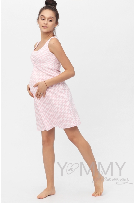 Комплект халат с сорочкой розовый "зиг-заг"