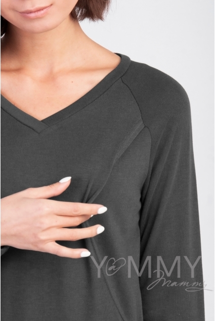 Костюм для кормящих и беременных из джемпера и брюк, графит