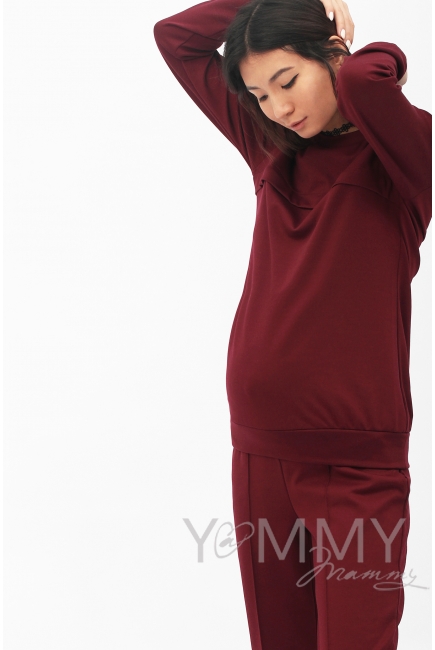 Костюм из плотной вискозы бургунди