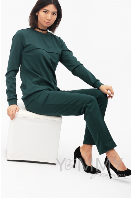 Костюм из плотной вискозы изумрудный