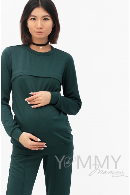 Костюм из плотной вискозы изумрудный