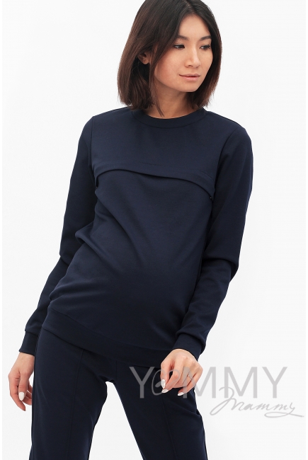 Костюм из плотной вискозы Костюм для кормящих и беременных из плотной вискозы, цвет темно-синий