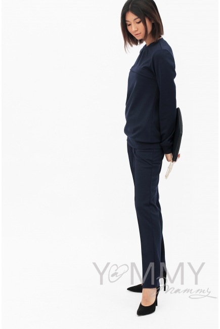 Костюм из плотной вискозы Костюм для кормящих и беременных из плотной вискозы, цвет темно-синий