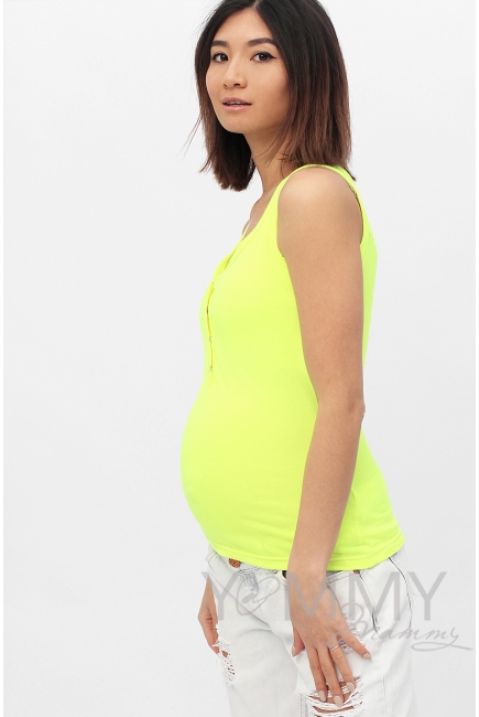 Майка поло для кормящих и беременных, желтый неон