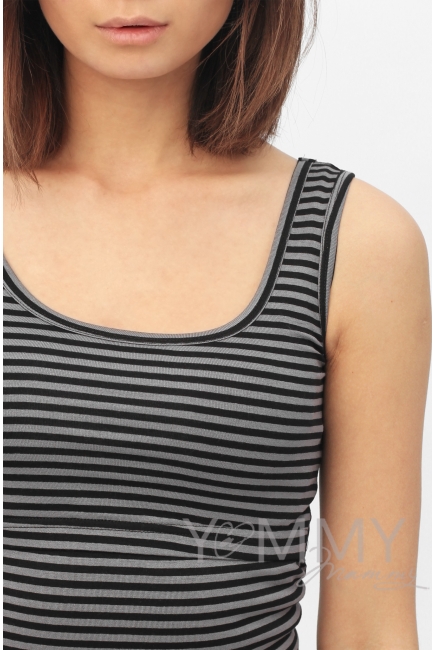 Майка для кормящих и беременных, в черную полоску