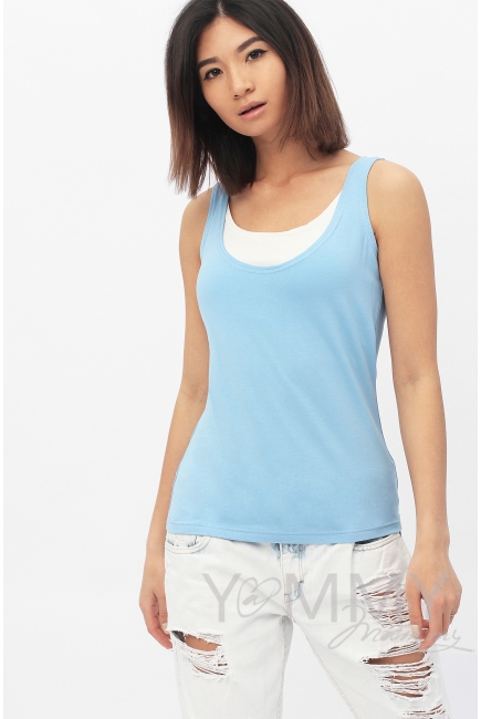 Майка для беременных и кормящих, цвет голубой с белым