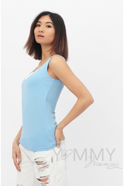 Майка для беременных и кормящих, цвет голубой с белым
