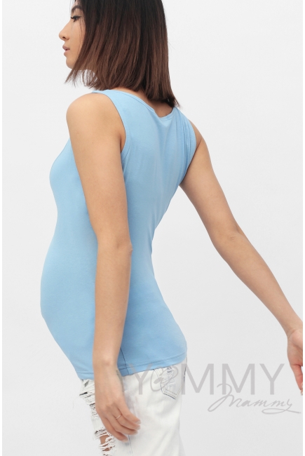 Майка для беременных и кормящих, цвет голубой с белым