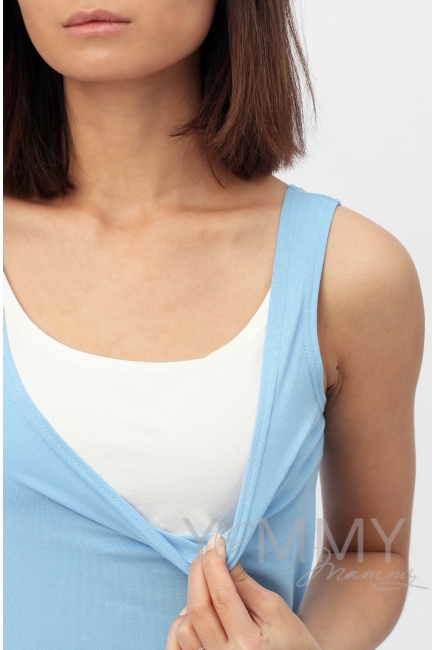 Майка для беременных и кормящих, цвет голубой с белым