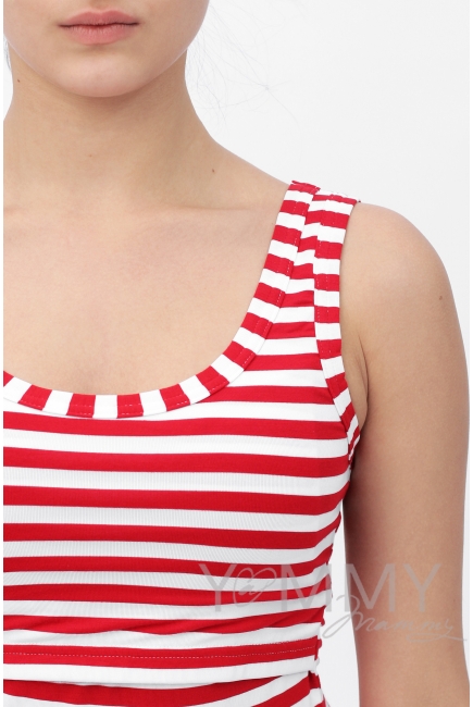 Майка для кормящих и беременных, в красную полоску