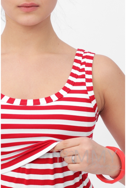 Майка для кормящих и беременных, в красную полоску