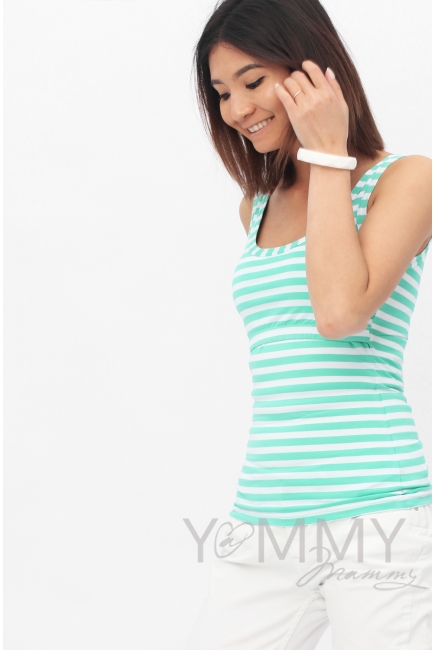 Майка для кормящих и беременных, в ментоловую полоску