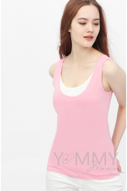 Майка для кормящих и беременных, цвет розовый с белым