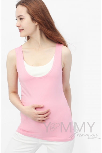 Майка для кормящих и беременных, цвет розовый с белым