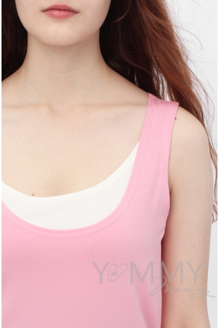 Майка для кормящих и беременных, цвет розовый с белым