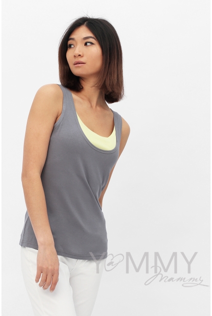 Майка для беременных и кормящих, цвет серый с жёлтым