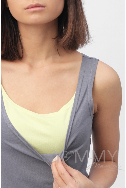 Майка для беременных и кормящих, цвет серый с жёлтым