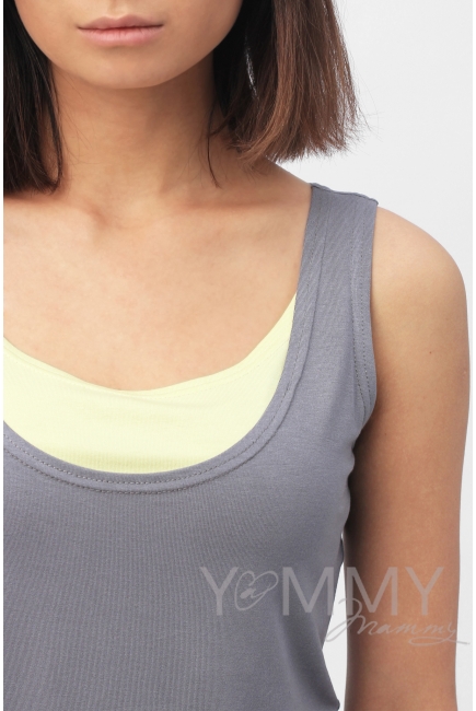 Майка для беременных и кормящих, цвет серый с жёлтым