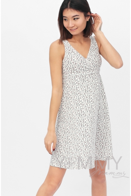 Ночная сорочка - топ экрю / сердечки