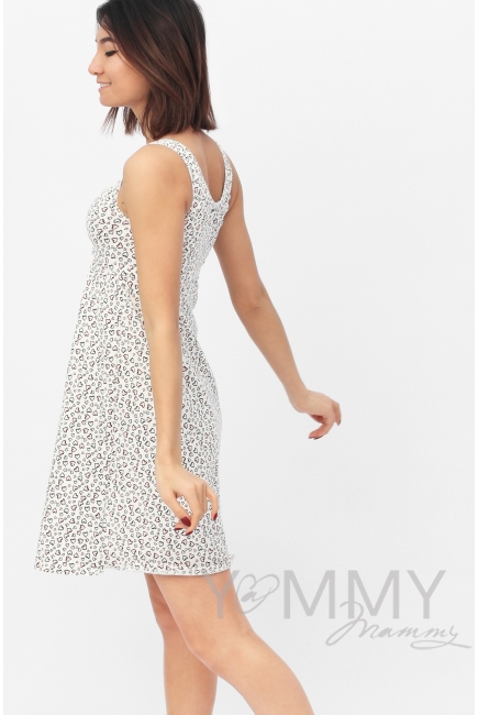 Ночная сорочка - топ экрю / сердечки