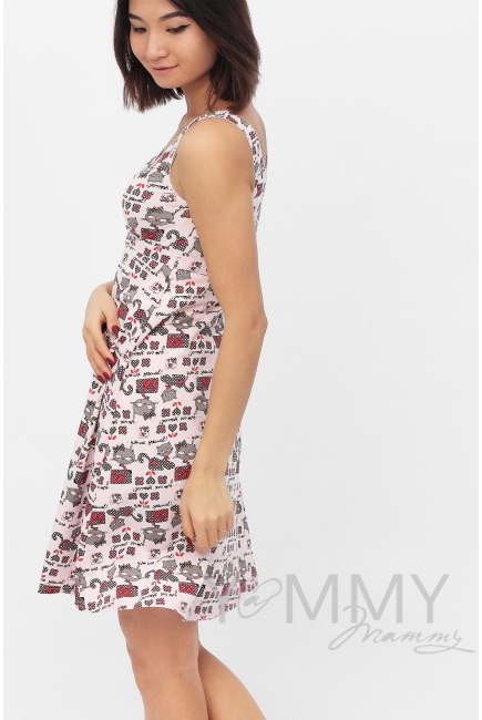 Ночная сорочка - топ розовая / котята