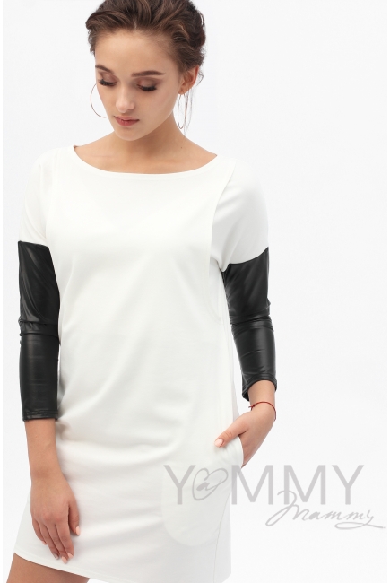 Платье-туника для кормящих и беременных, экрю