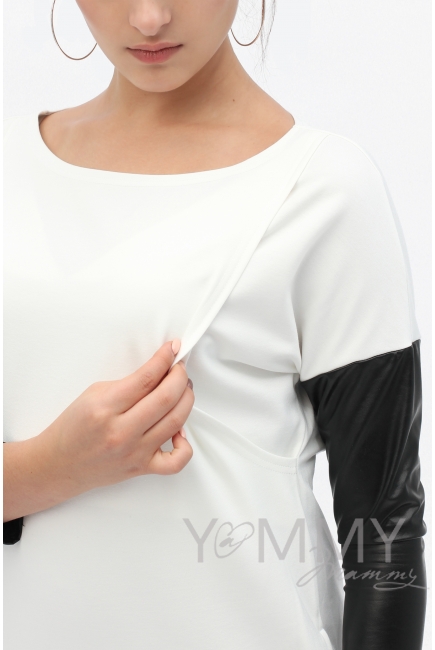 Платье-туника для кормящих и беременных, экрю