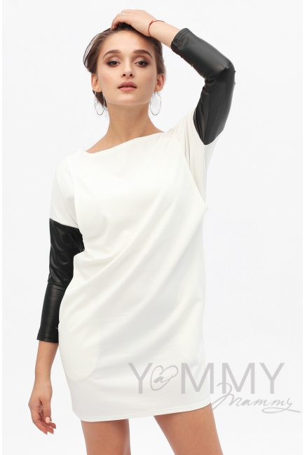 Платье-туника для кормящих и беременных, экрю