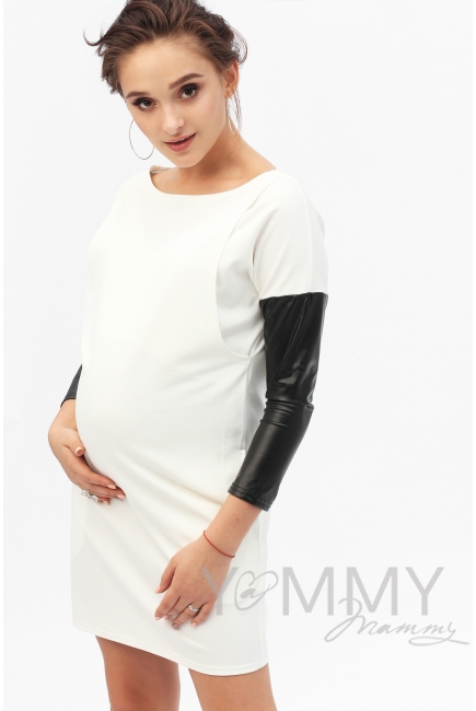 Платье-туника для кормящих и беременных, экрю