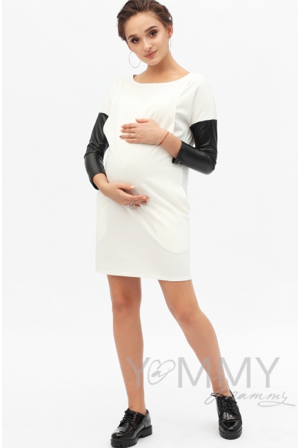 Платье-туника для кормящих и беременных, экрю