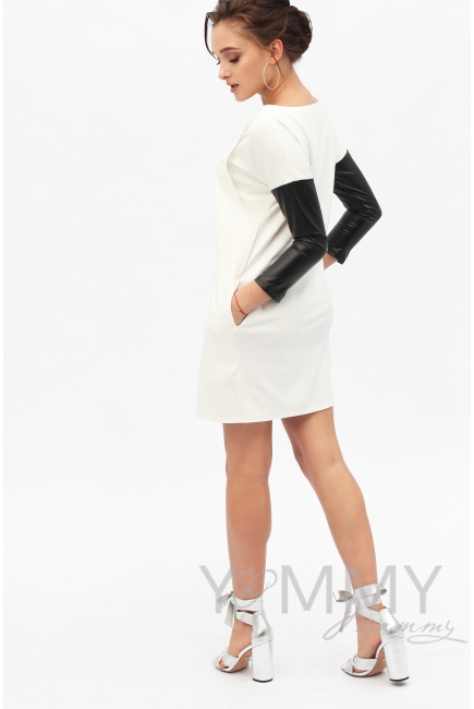 Платье-туника для кормящих и беременных, экрю