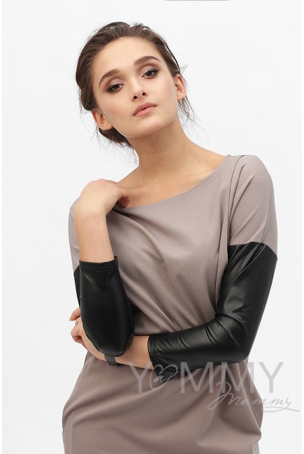 Платье-туника для беременных и кормящих, капучино