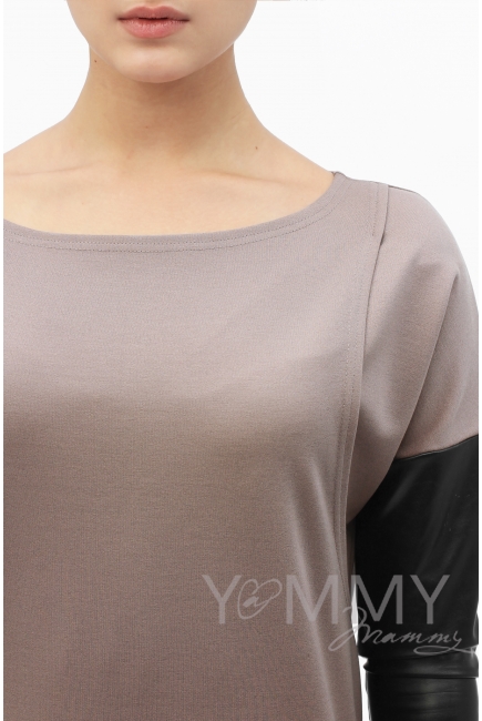 Платье-туника для беременных и кормящих, капучино