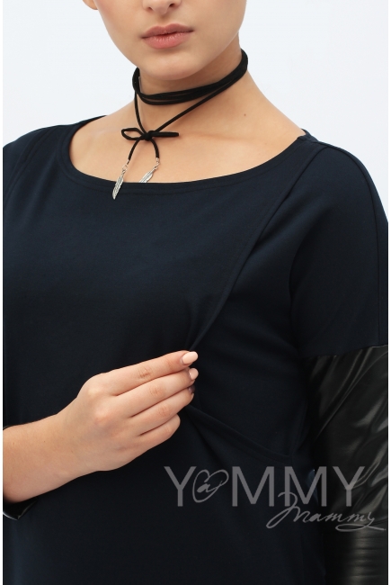Платье-туника темно-синее для беременных