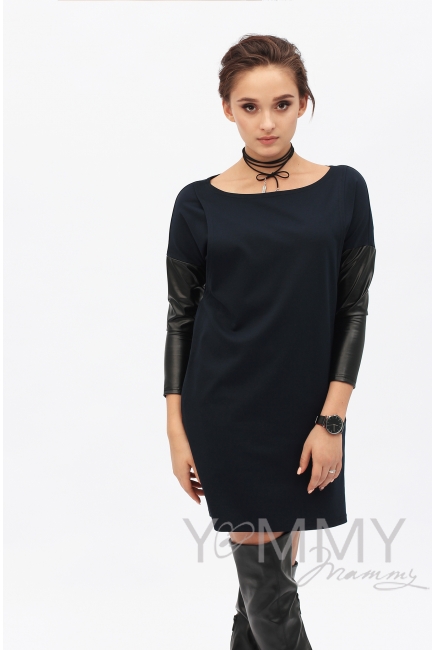 Платье-туника темно-синее для беременных