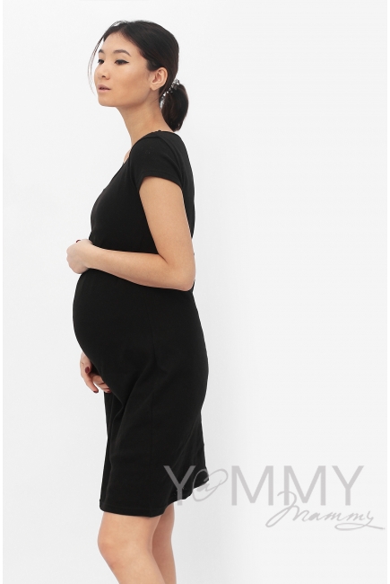 Платье для дома и сна ажурное черное