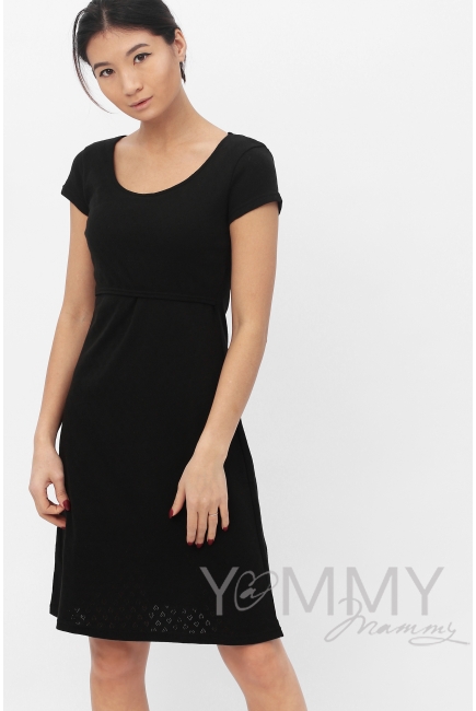 Платье для дома и сна ажурное черное