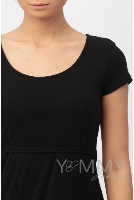 Платье для дома и сна ажурное черное