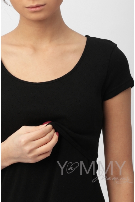 Платье для дома и сна ажурное черное