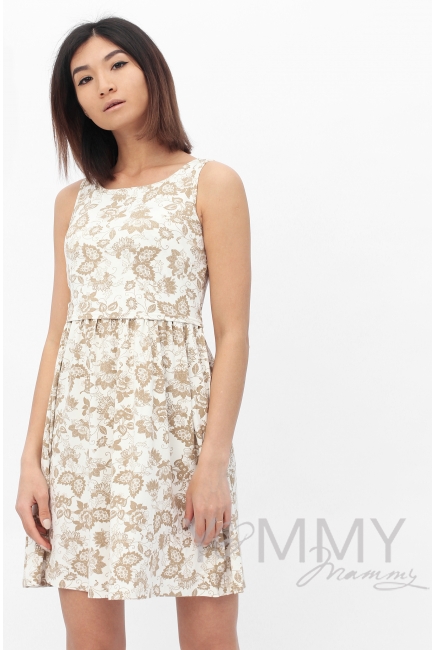 Платье с круглым вырезом и цветочным принтом экрю для беременных