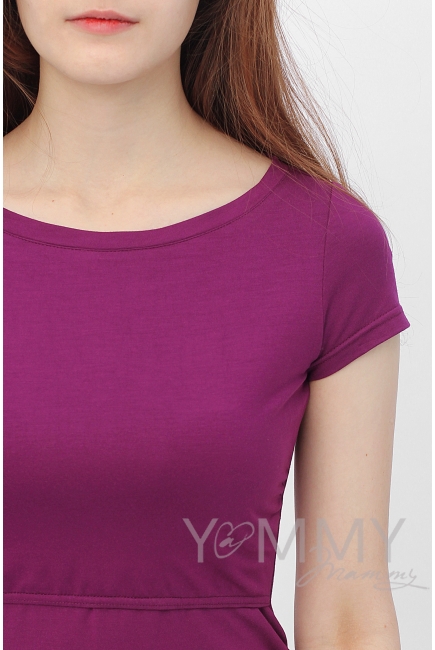 Платье для беременных и кормящих из модала с коротким рукавом, орхидея