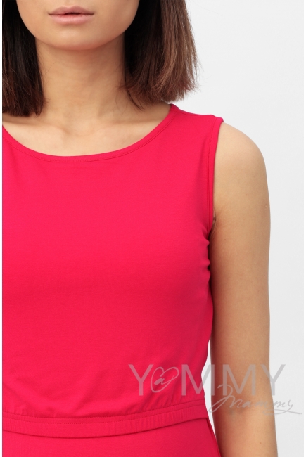 Платье для кормящих и беременных с пояском, фуксия