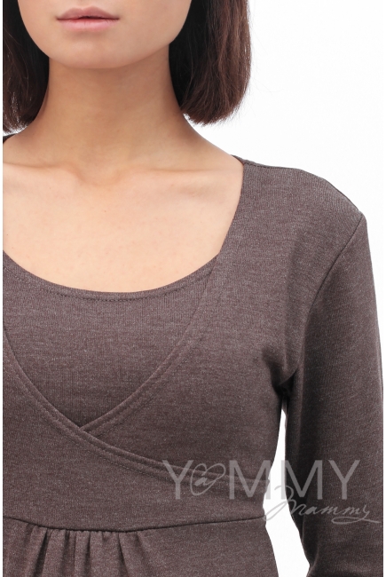 Платье с пояском на спине для кормящих и беременных, мускат меланж