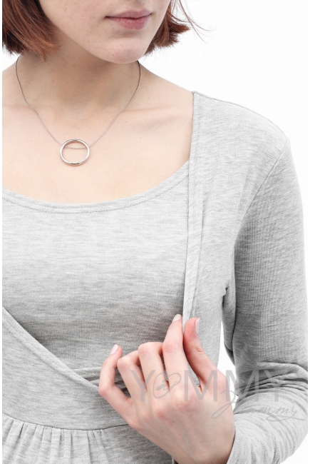 Платье с пояском на спине для кормящих и беременных, светло-серый меланж