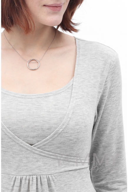 Платье с пояском на спине для кормящих и беременных, светло-серый меланж