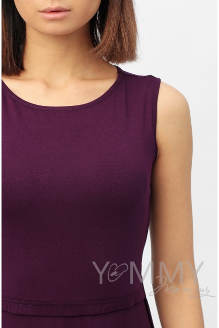 Платье для беременных и кормящих с пояском, темно-лиловое