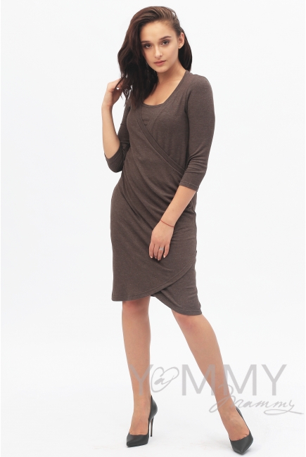 Платье для кормящих и беременных со складками, мускат меланж