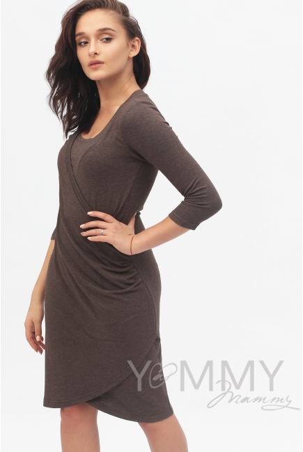 Платье для кормящих и беременных со складками, мускат меланж
